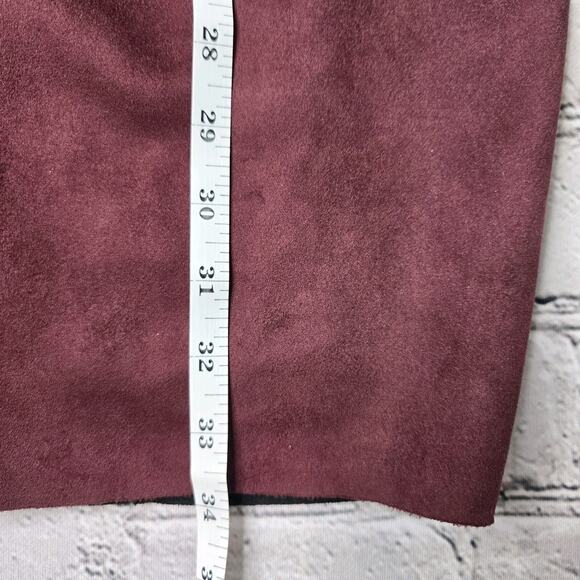 Bailey 44 Glade Skiing Faux Suede Plum Burgundy Sheath Ruffle Dress New Size Sm - Picture 13 of 14